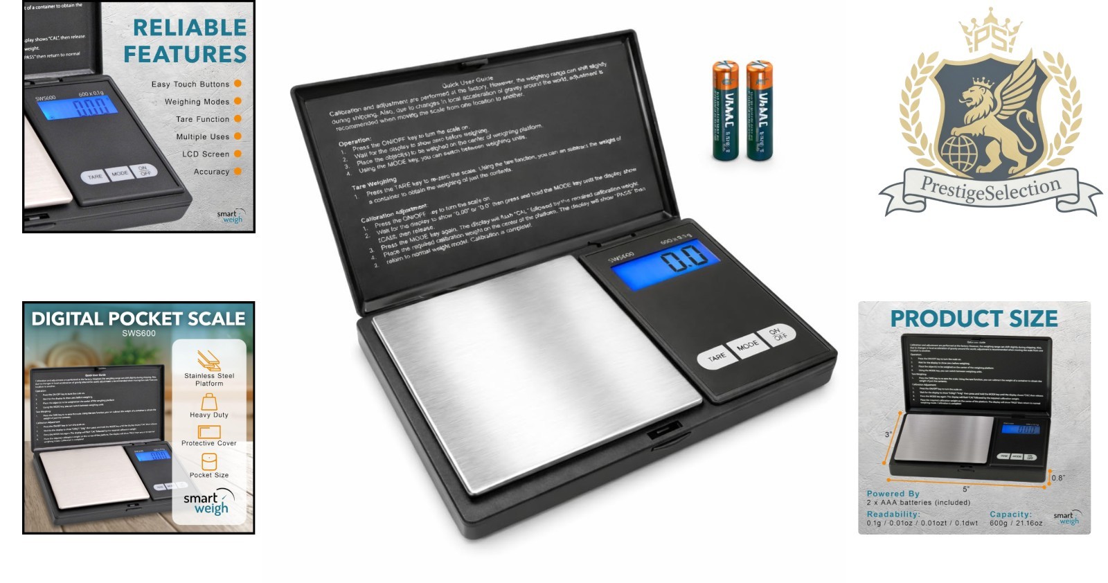Compact 600g Digital Scale with High Precision – Auto Shut Off & Tare Function
