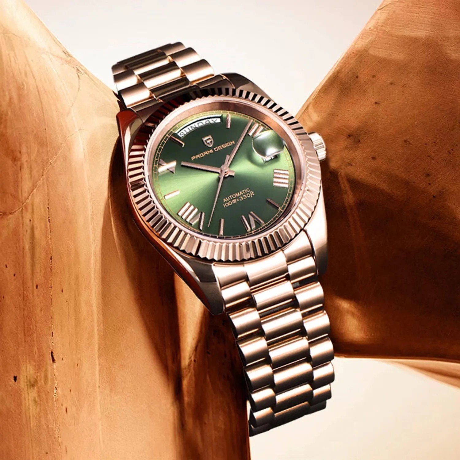 PAGANI DESIGN PD1752 Green Dial Automatic Stainless Steel Luxury Men’s Watch