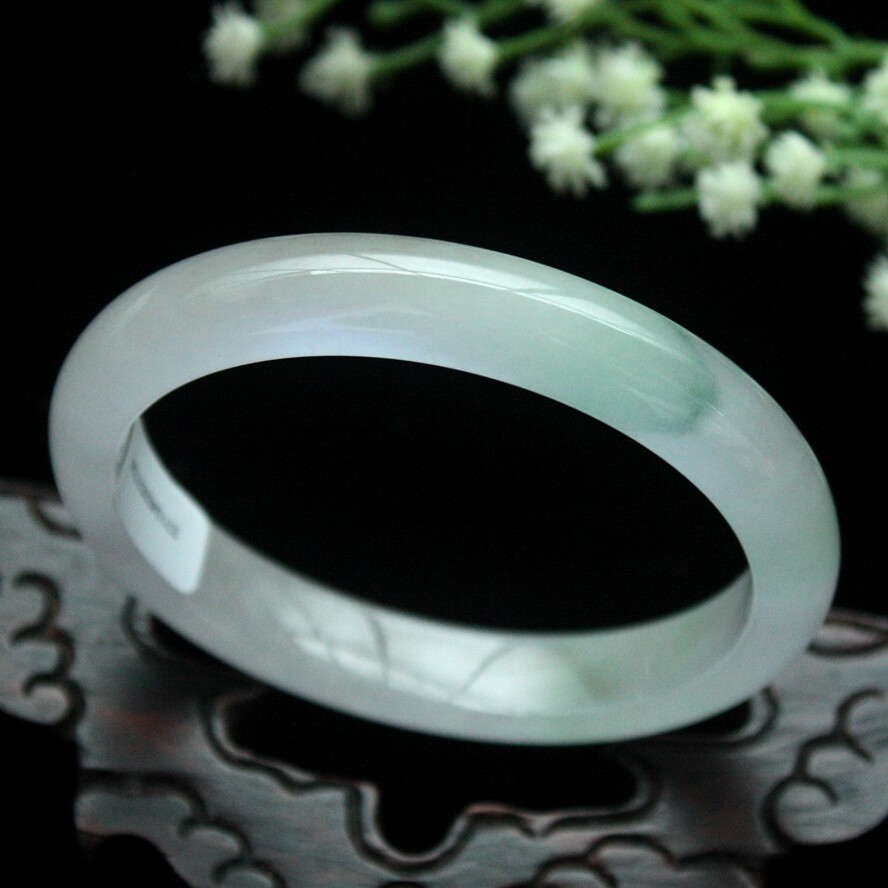 61mm Natural Icy Green Jadeite Jade Bracelet Burma Jadeite Jade Big Bangle 3110
