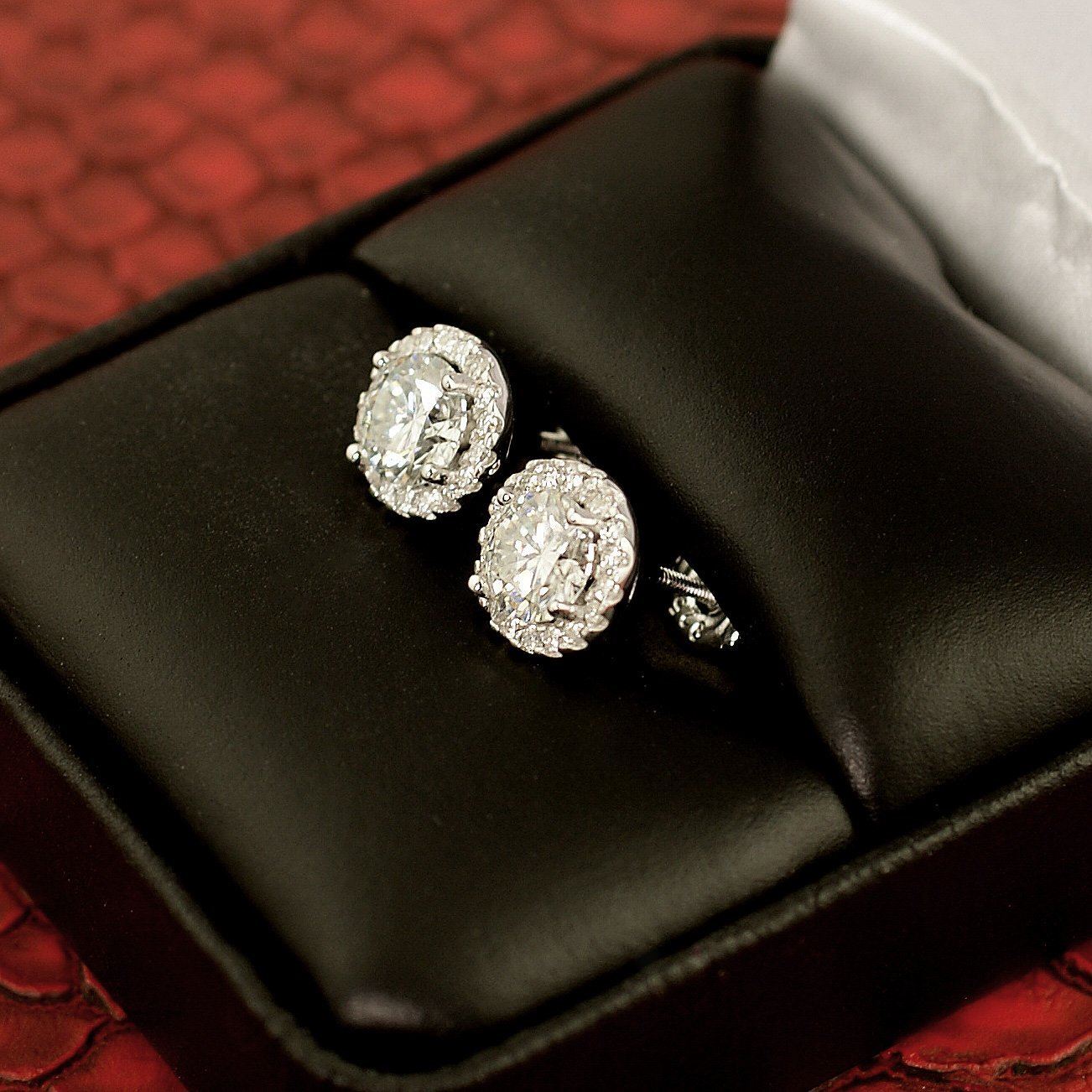 4.36 Carat Certified VVS1 Moissanite Halo Earrings 925 Silver