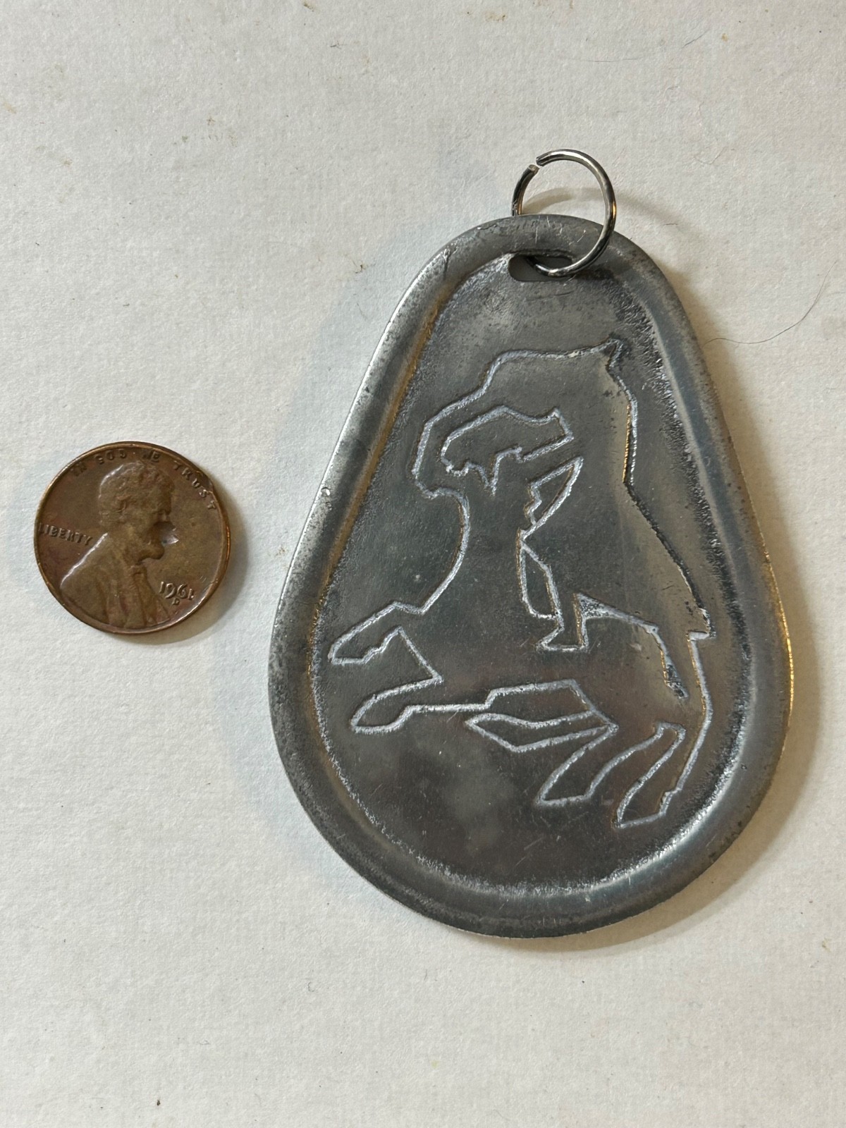 VTG Pewter Pendant From Norwegian Petroglyphs Rock Carving 2.75” Made In Norway