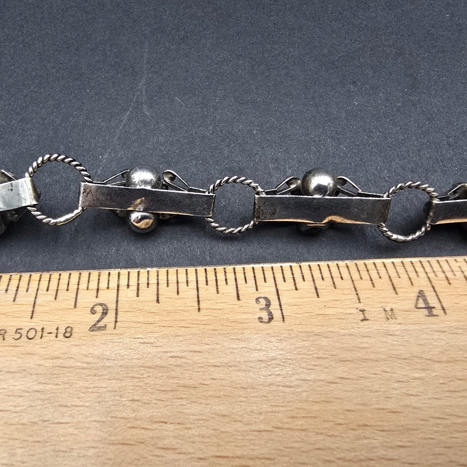 Vintage Mexican Sterling Silver 925 Turquoise Link Bracelet Mexico 7.25in