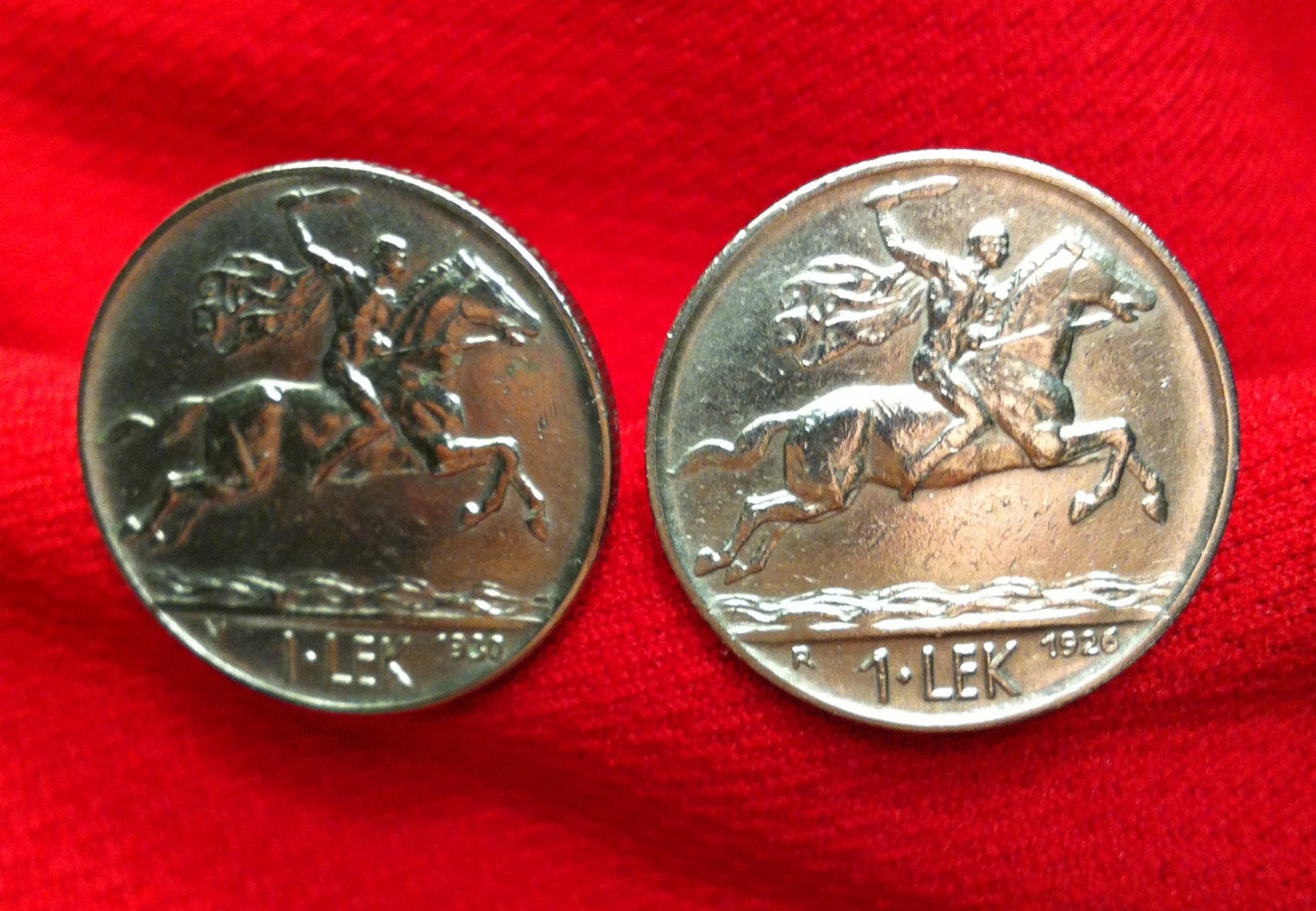 Alexander the Great on Horse w/ Sword Antique Silver Tone Albania Coin Cufflinks