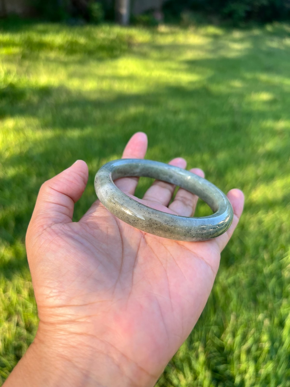 XXL 64mm Qinghua Sesame Nephrite Jade Bangle Bracelet H407 2