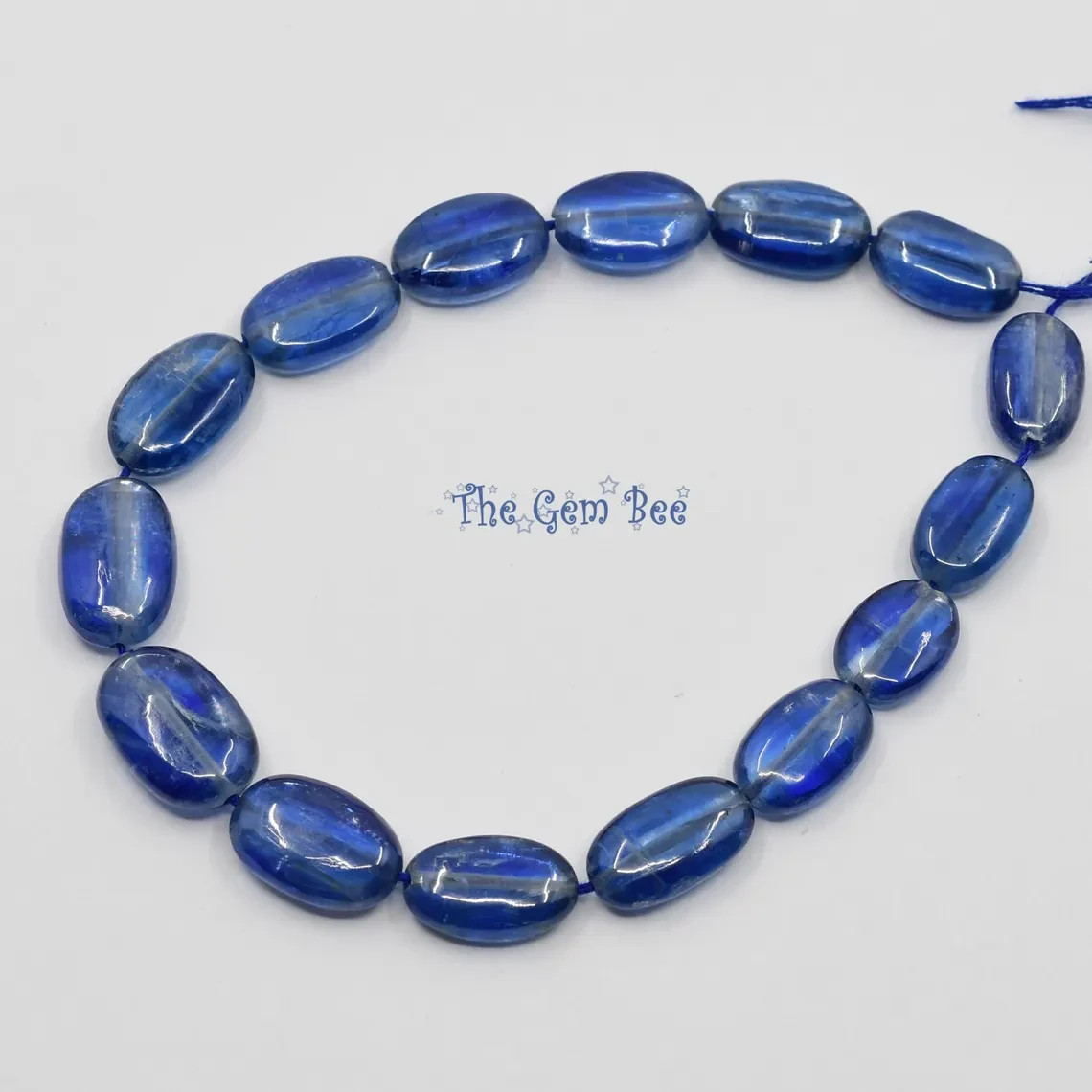 100% natural Kyanite Sapphire Blue Smooth Oval Nuggets Beads 6 inch strand