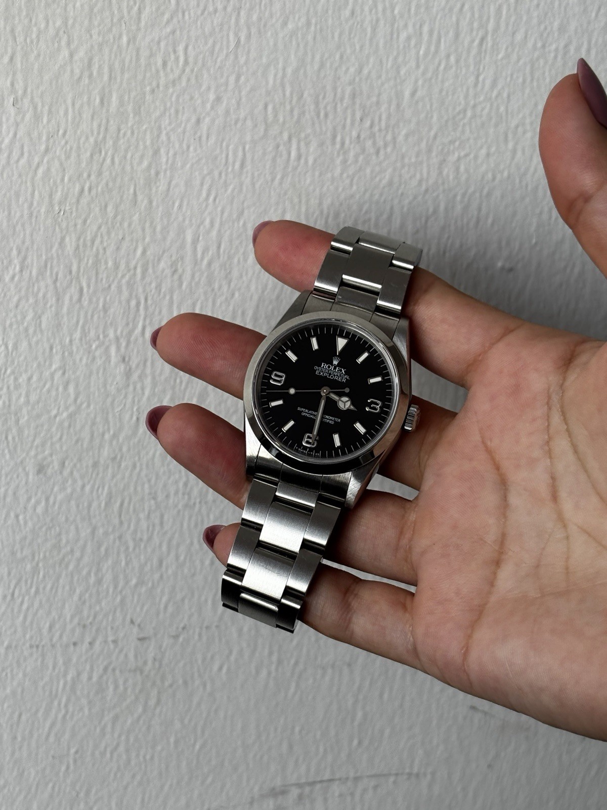 Rolex Explorer 14270 Automatic Black Dial SS Watch w/ Box & Papers