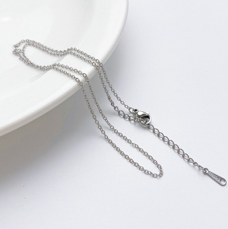 2Pcs Stainless Steel 2mm Width O-Link Necklace Fashion Jewelry 16+2″ Chain