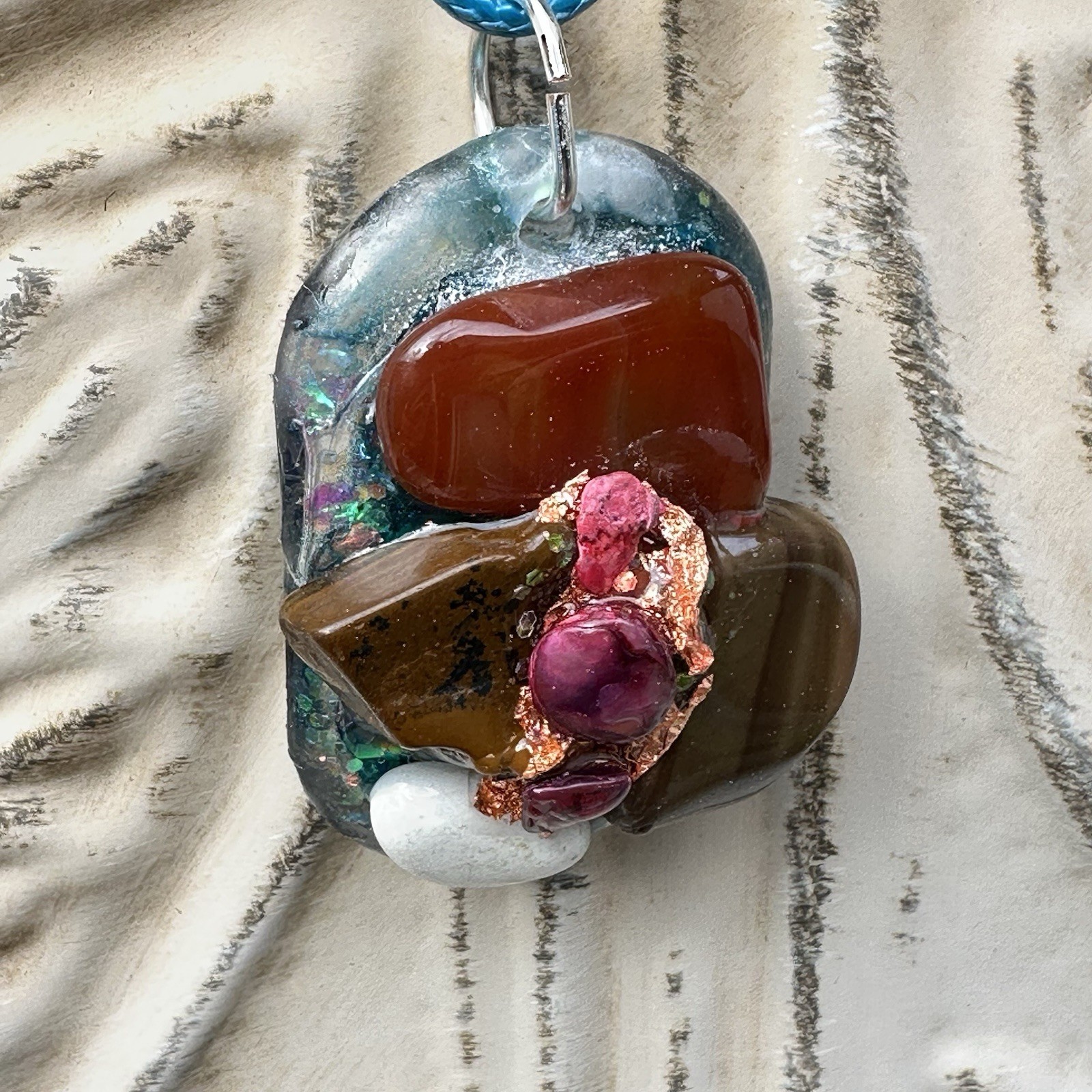 Original Art Unique Resin Gemstone Artisan Pendant Necklace 1.5 Handmade 5559 S