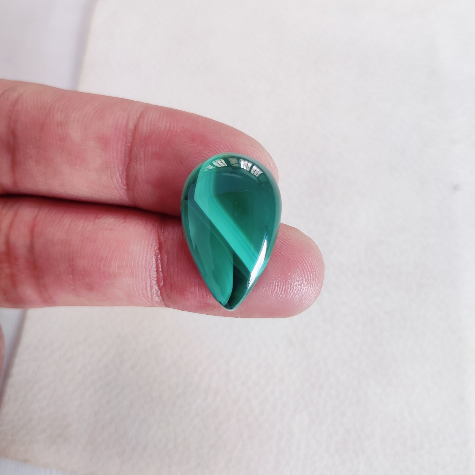 Natural Green Malachite Loose Gemstone Cabochon,Pear-19CT,23 X 15 X 5 MM