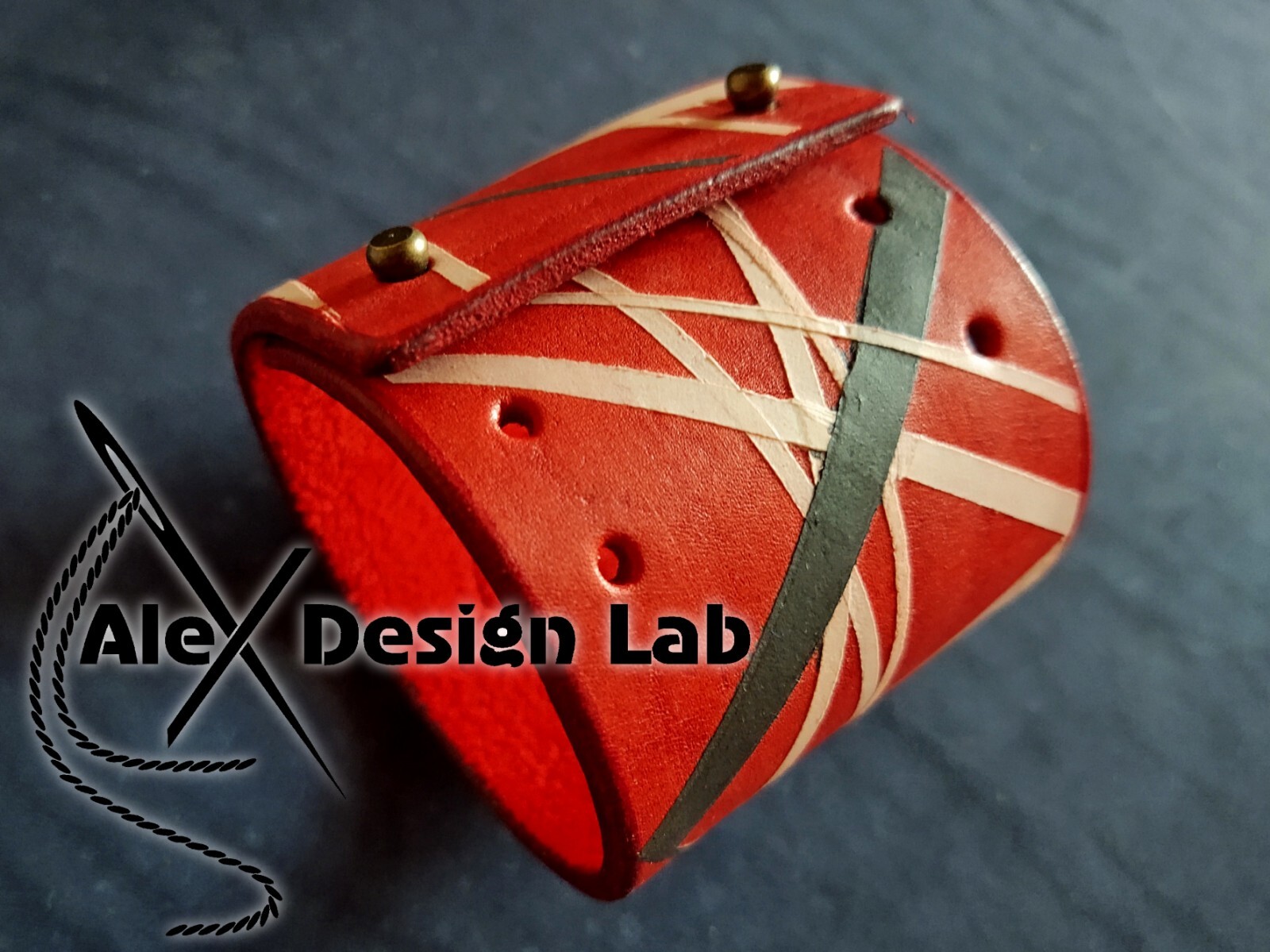 Wide Leather Striped Series cuff Men’s bracelet extra class genuine rock