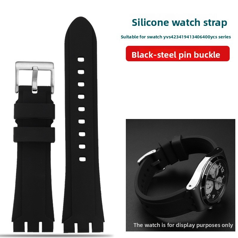 For Swatch YVS423 420 406 YGS YAS Waterproof Quality Silicone Watch Strap19 21mm