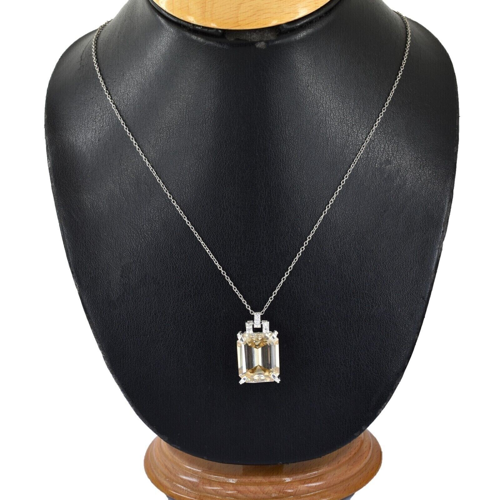 10 Ct Champagne Treated Diamond Pendant Emerald Cut VVS1 Certified ! Ideal Gift