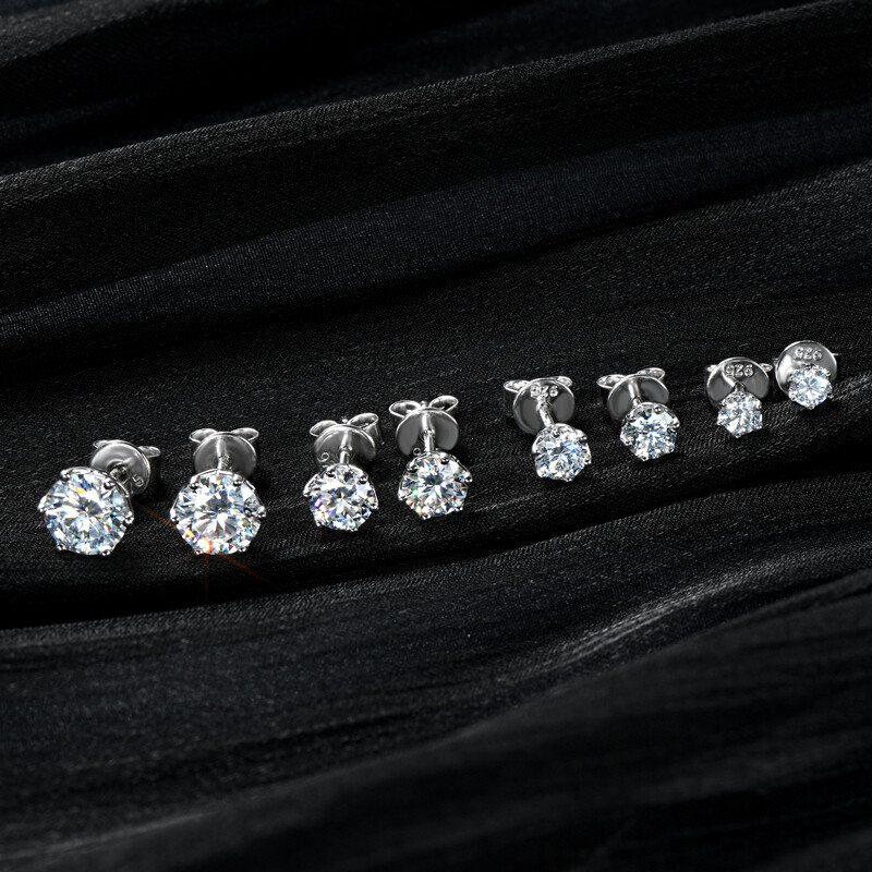 Moissanite Earrings Women Girls Stud Earrings Sterling Silver 3mm/4mm/5mm/6.5mm