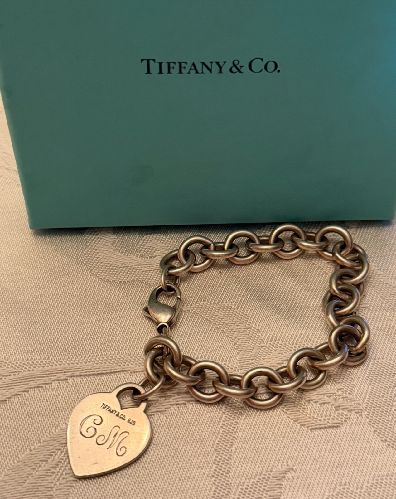 100% Authentic Tiffany & Co. Heart Tag Bracelet 925 Sterling Silver 8′ 35.4 Gram