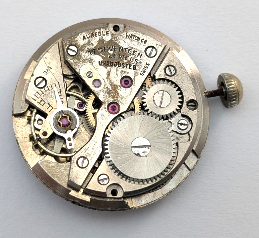 HERALD Aureole 17j WWII Military Style Field Watch 26mm Movement PARTS or REPAIR