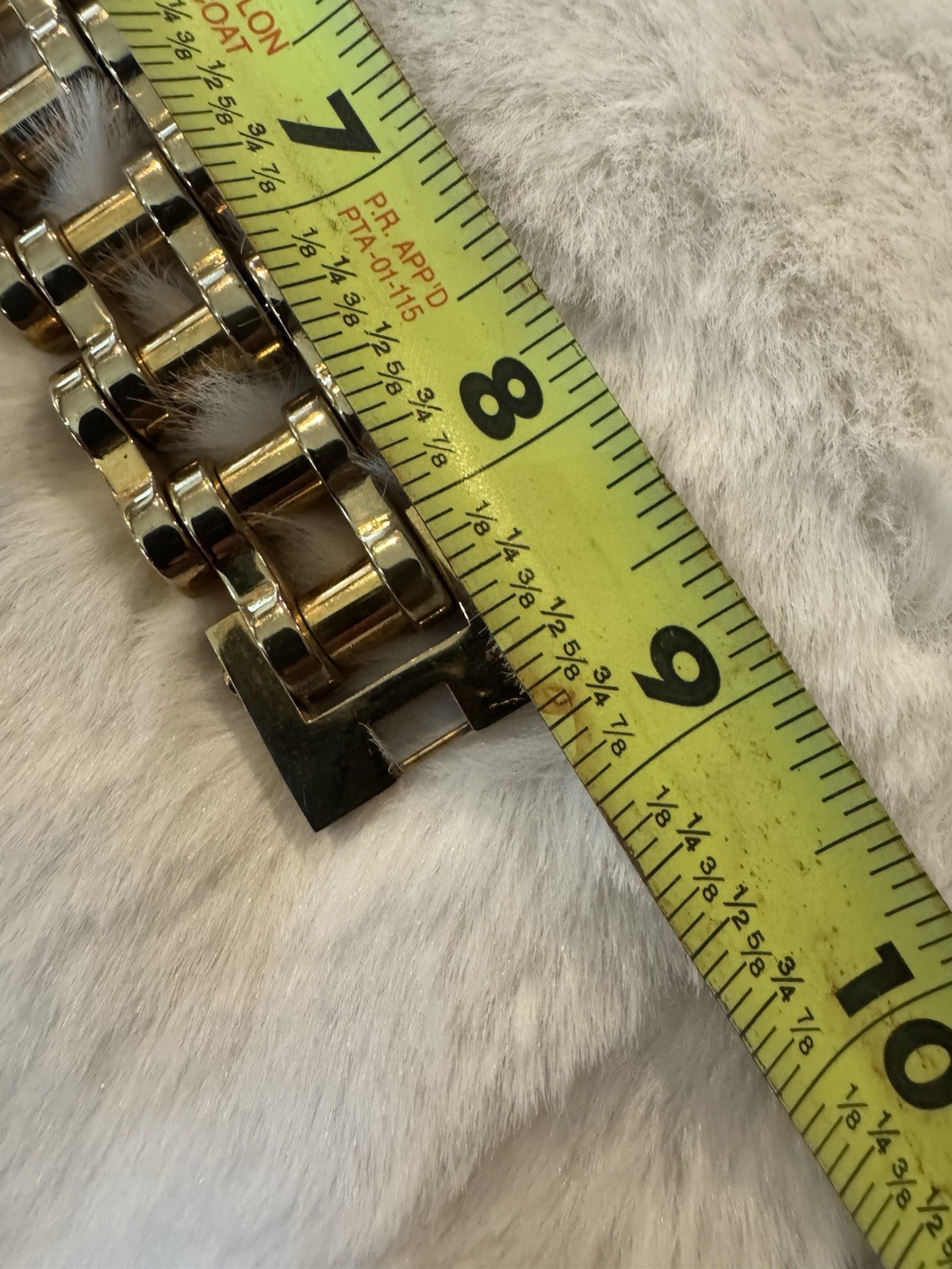 Gold Stainless Steel Bar Link Chain Bracelet 8 in Fold Over Clasp