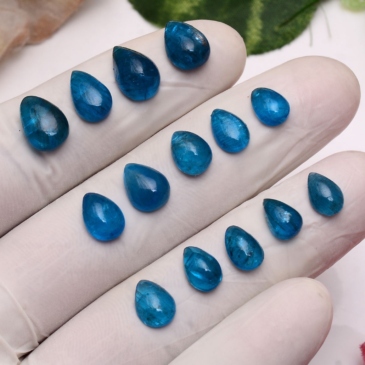 Set 14 Pcs Natural Apatite Untreated 8mm-12mm Pear Stunning Loose Gemstones Lot