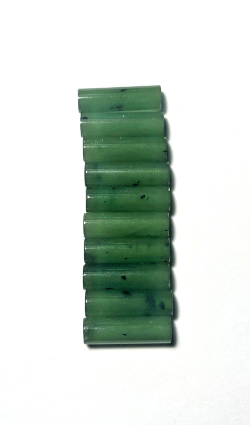 VINTAGE GREEN TAIWAN JADE SMOOTH TUBES LOT OF 10 PCS 20X6MM D/T BELOW WHOLESALE