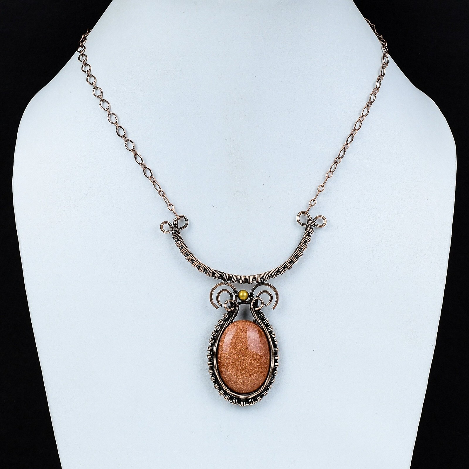 Sun Sitara Wire Wrapped Adjustable Necklace Handcrafted Copper Unique Gift 18.0″