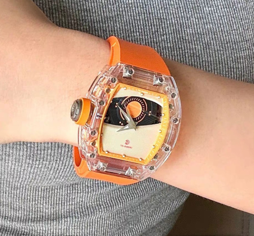 CRONUSART Men Automatic Watch Mechanical Wristwatch Acrylic Case Mars Eye Dial