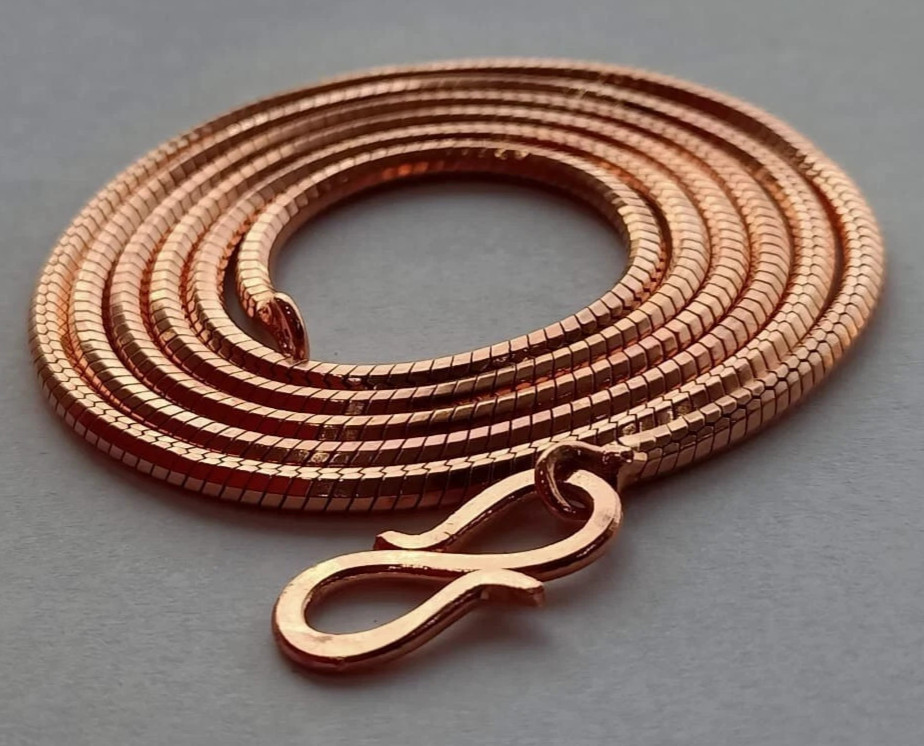 30 inch Pure Copper Snake Type Chain Necklace, Healing Copper Jewelry, Spiritual