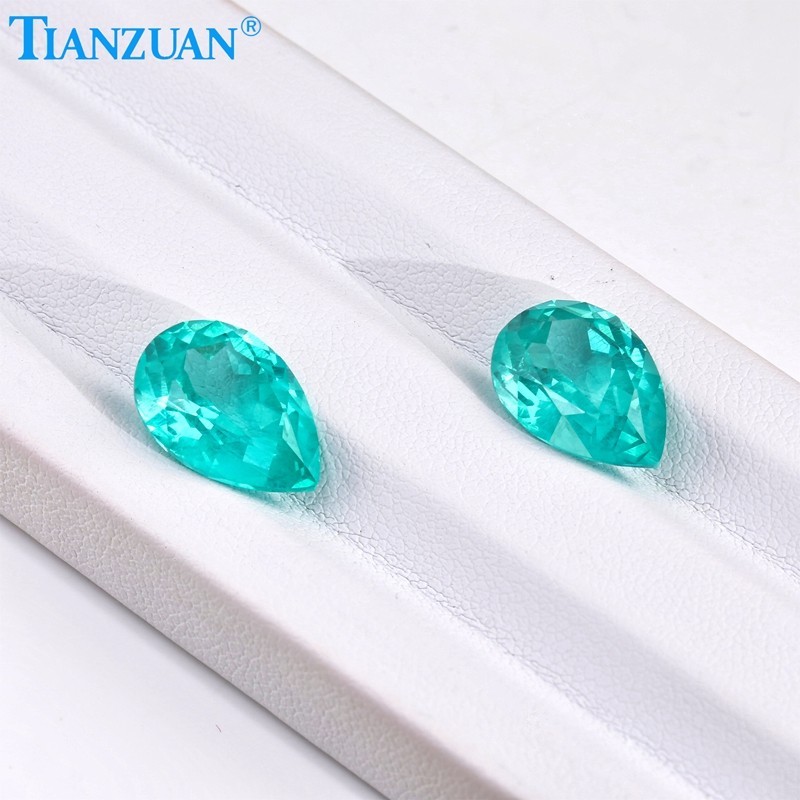 Synthetic YAG Pear Shape Neon Paraiba Color with inclusions loose Gemstones
