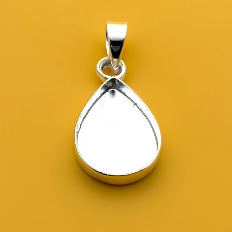 925 Sterling Silver 5x7mm Pear Bezel Pendant Setting Jewelry Making