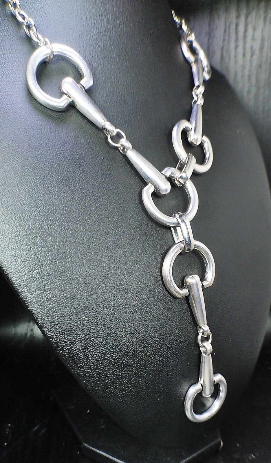 Horse Bit Lariat Necklace Silver Tone Equestrian Western Cowgirl Statement Piece