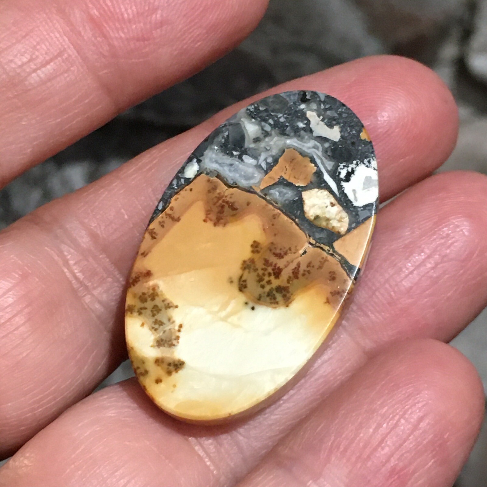 35.5×21.3×5.3mm Scenic Maligano Jasper Oval Cabochon Collectors Picture Stone