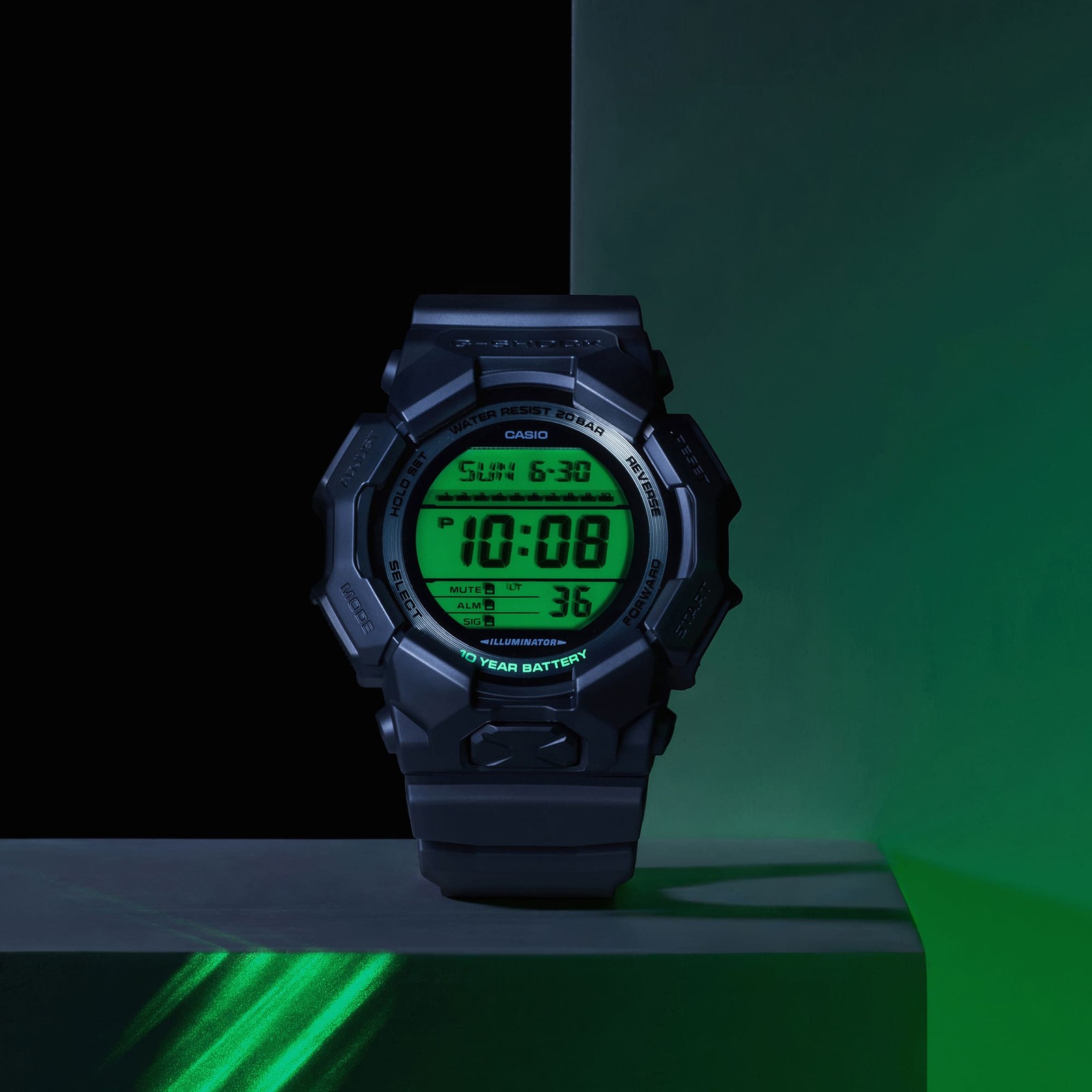 CASIO G-SHOCK GD-010BEG-1JF Black and Electro Green 51.9mm Digital Watch