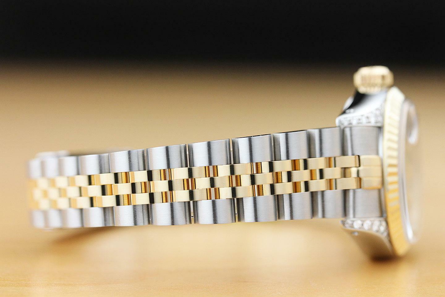 ROLEX LADIES DATEJUST 18K YELLOW GOLD & STEEL QUICKSET WATCH + DIAMOND LUGS