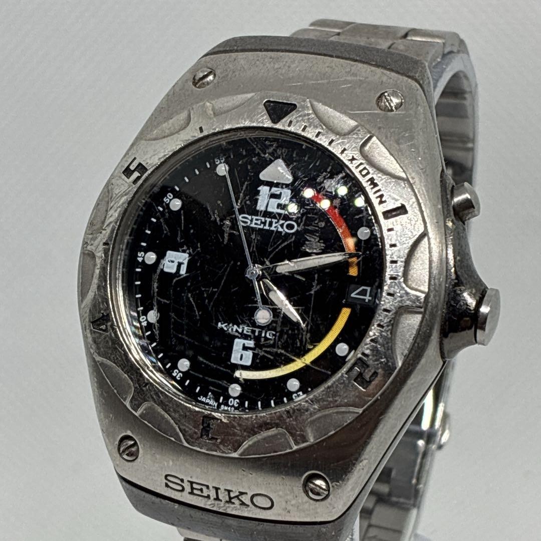 SEIKO 5M42-0E60 Quartz Black Dial Exhibition Case Back Men’s Watch 37.4 mm