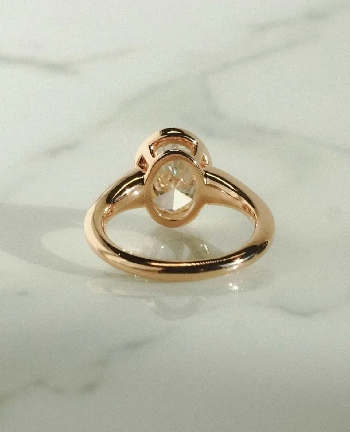 3.25 CT Oval Lab Grown EF/VVS2 Diamond Women Wedding Ring Solid 14k Yellow Gold