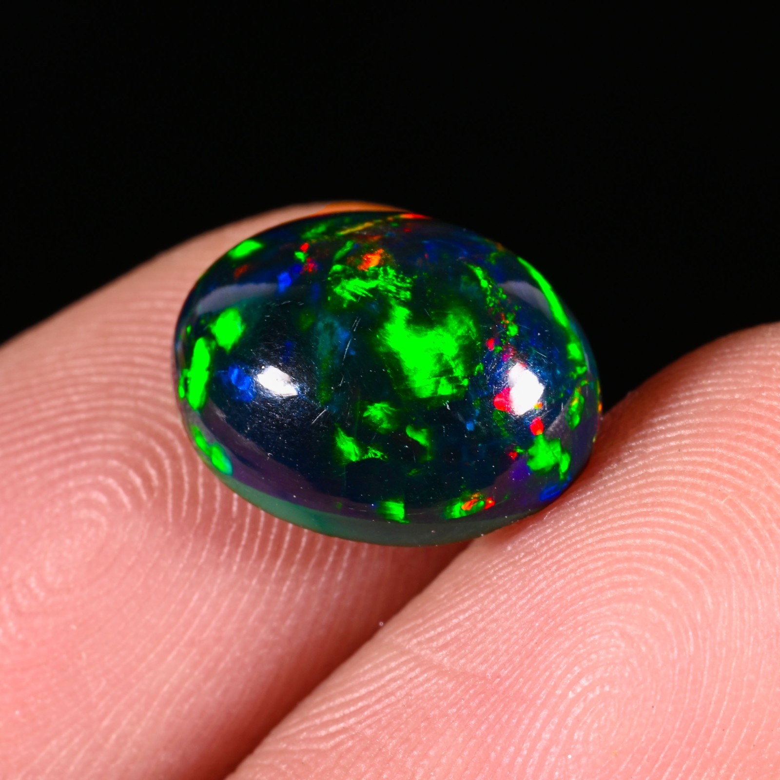 3.00 Ct Natural Ethiopian Black Opal Welo Fire Opal Cabochon Loose Gemstone