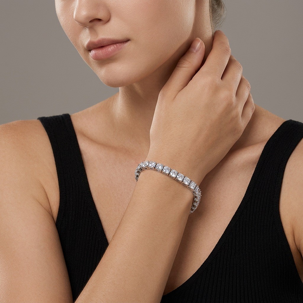 925 Sterling Silver 2-5mm D VVS Moissanite Tennis Bracelet Wedding Party Jewelry
