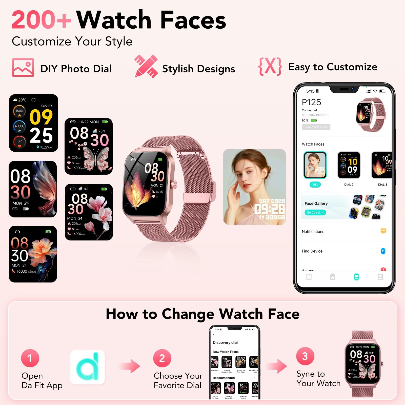 Smart Watch 1.85 Inch HD Fitness Tracker Heart Rate Sleep Monitor Waterproof…