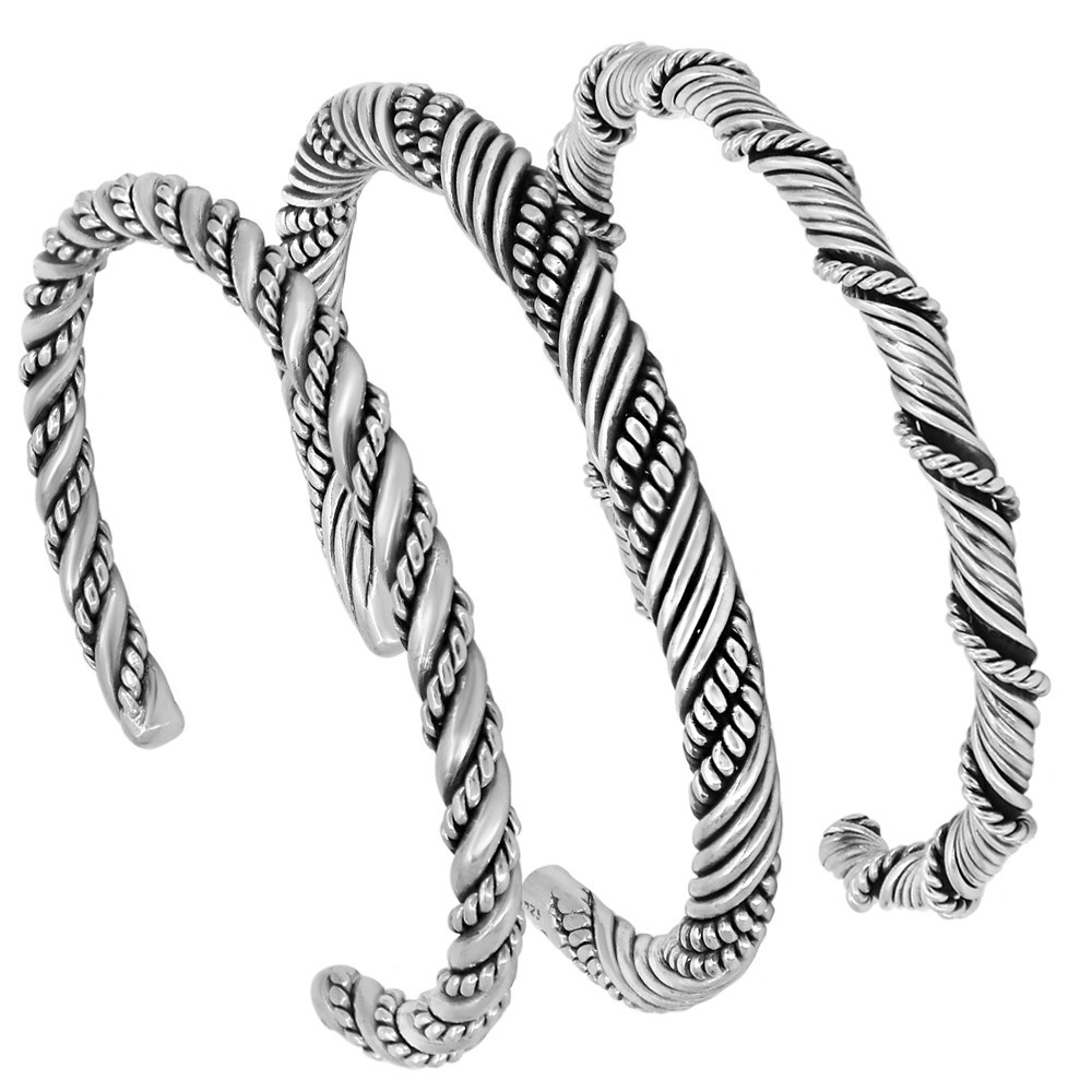 Impressive High-Quality Cuff Bracelets made of Solid 925 Sterling Silver.