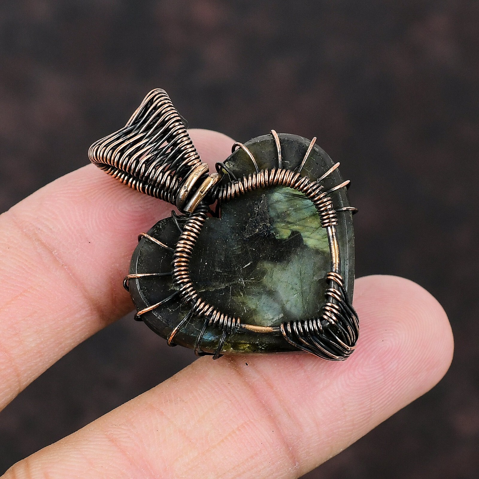 Labradorite Jewelry Copper Love Gift Wire Wrapped Tree Of Life Pendant 1.61″