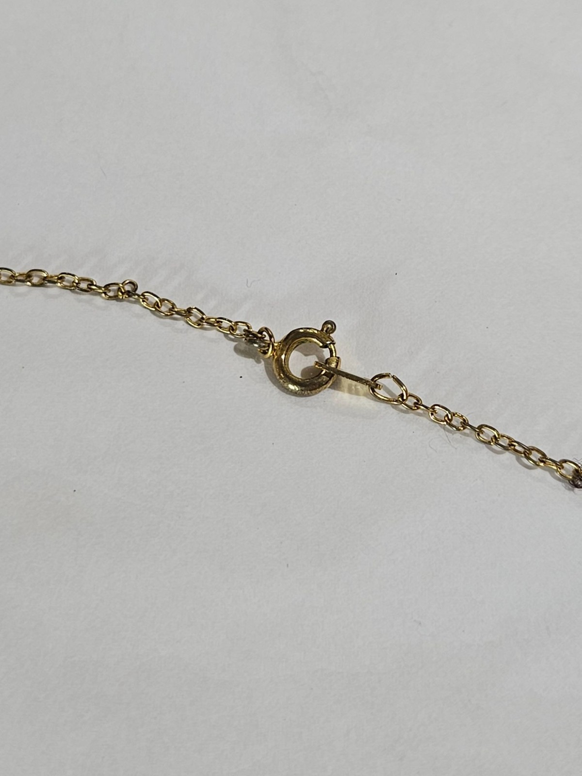 Vintage Goldtone Metal Puffy Heart Necklace Spring Ring Clasp Metal Wear 15 in