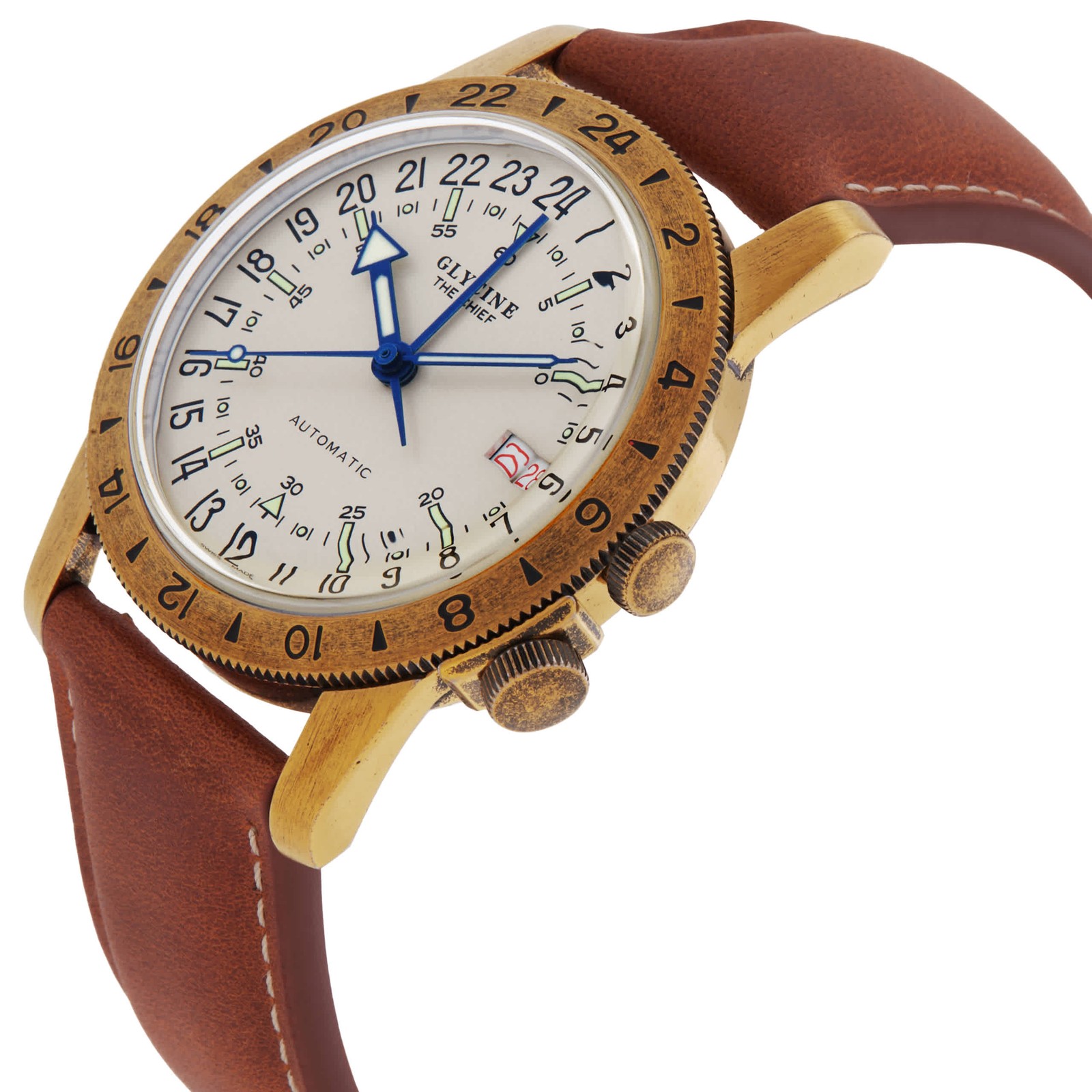 Glycine Airman Vintage The Chief GMT Automatic Silver Dial Men’s Watch GL0304