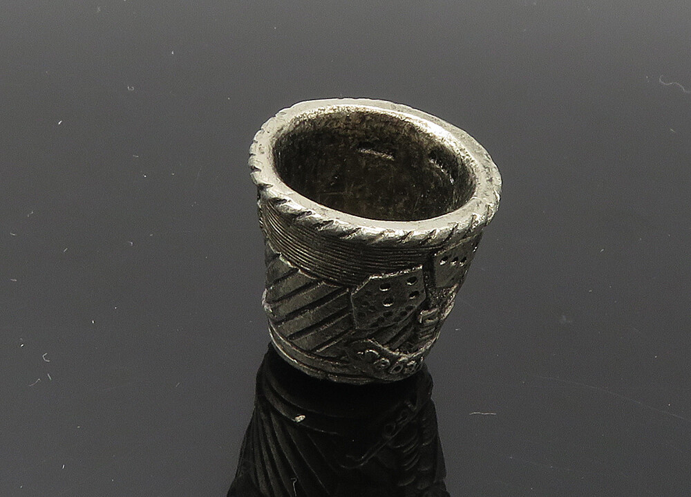 925 Sterling Silver Vintage Dark Tone Las Vegas Sewing Thimble TR2859