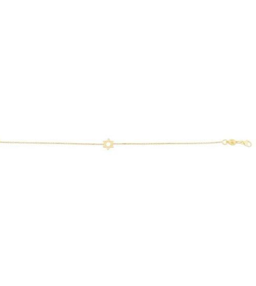 14k Yellow Gold 7mm Mini Star of David 18″ Chain Necklace (jump ring at 16″)