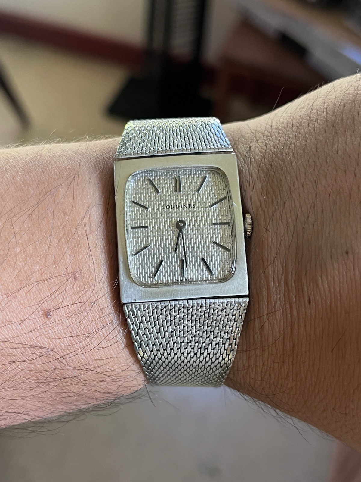 60s 70s Vintage Longines 10k White GF Square Watch Rare