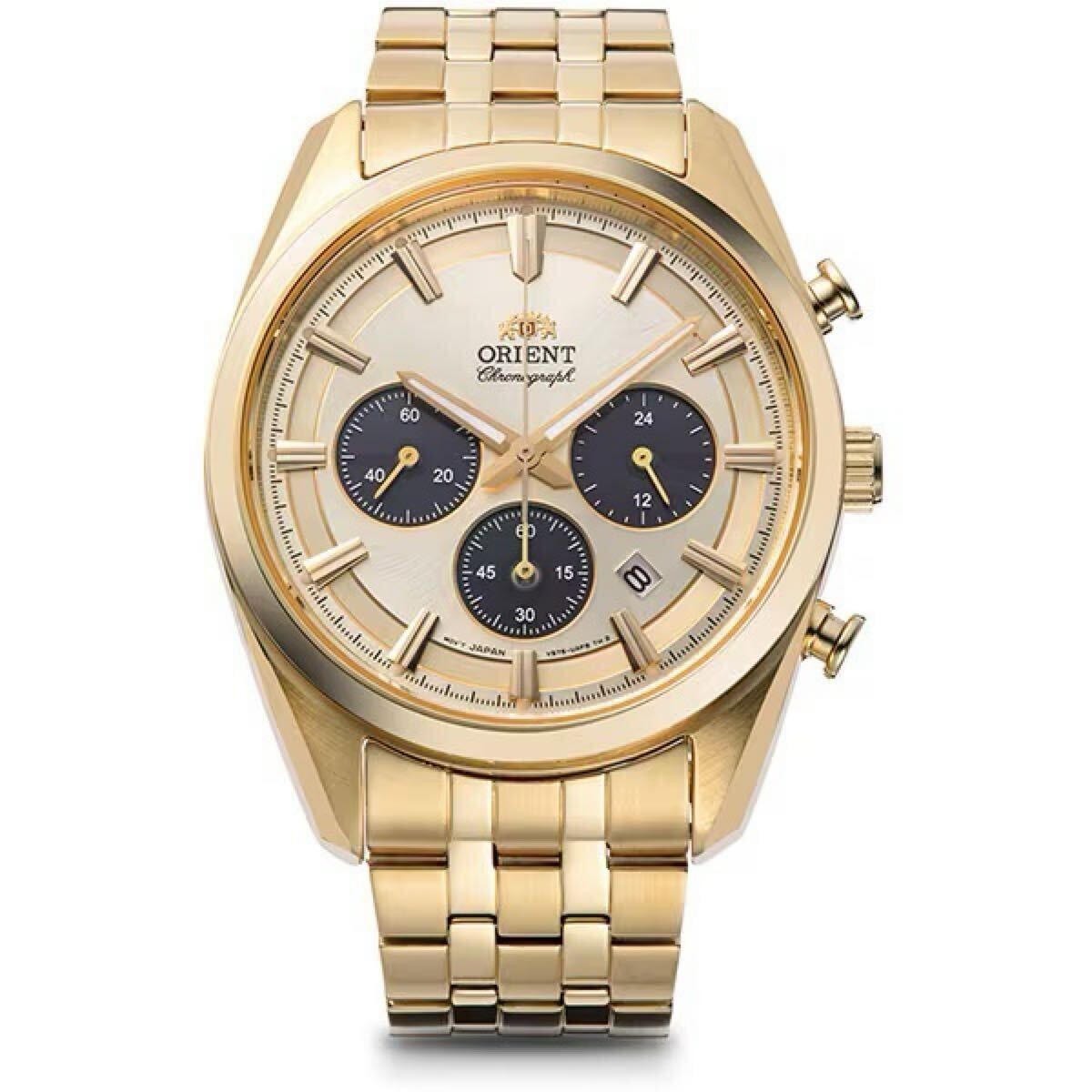 New ORIENT Contemporary RN TX0301G Chronograph Solar Quartz Gold color Men’s wri