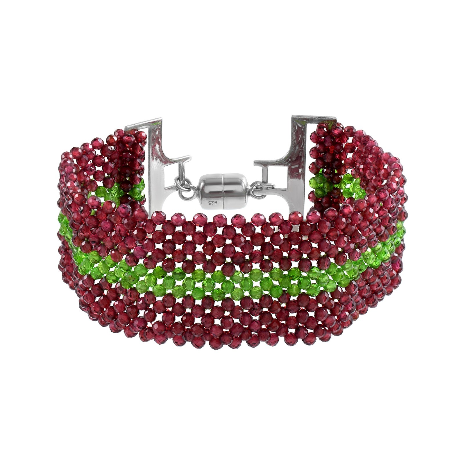 Choose Any Woven Beaded Cuff Bracelet 925 Sterling Silver Magnetic Clasps Gift