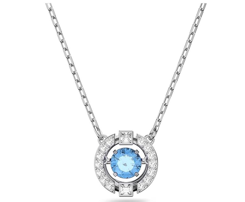 Swarovski Una Necklace Round Cut, Blue, Rhodium Plated 5279425