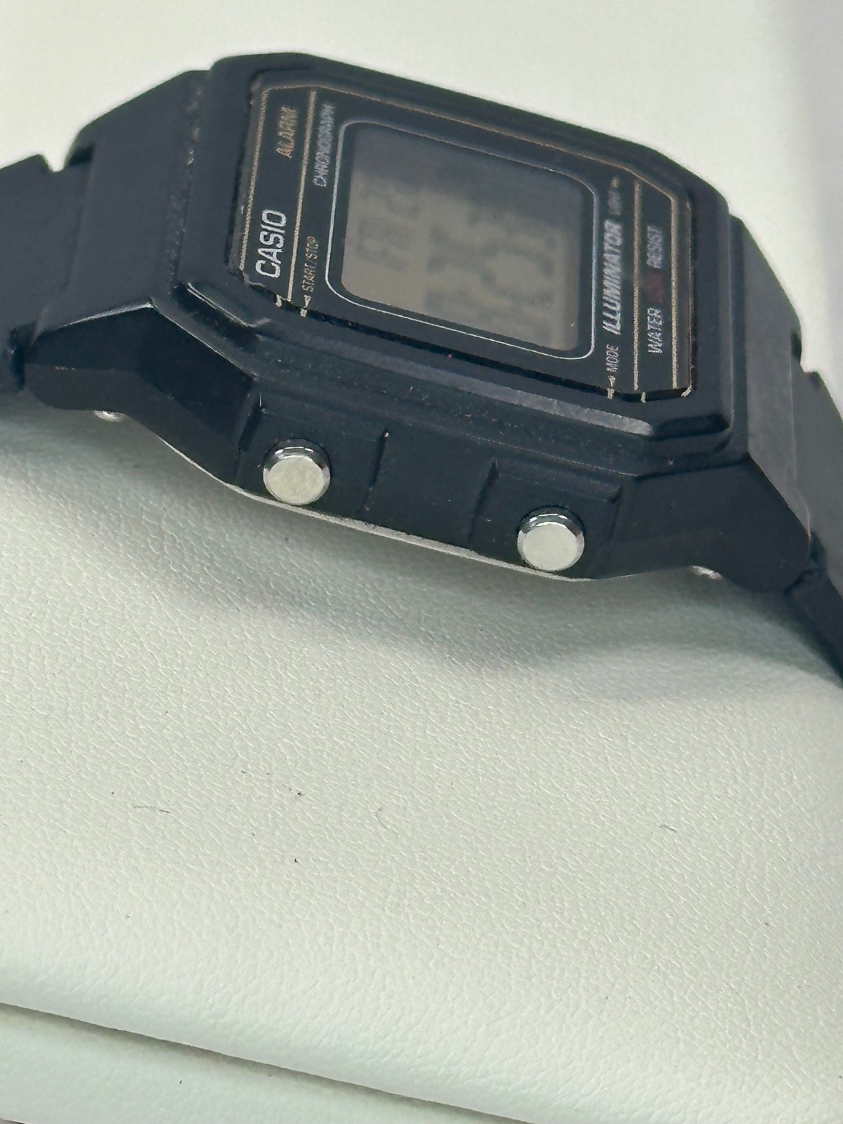 Vintage Mens Casio W217H-9AV Chronograph Watch Black Band Alarm Illuminator