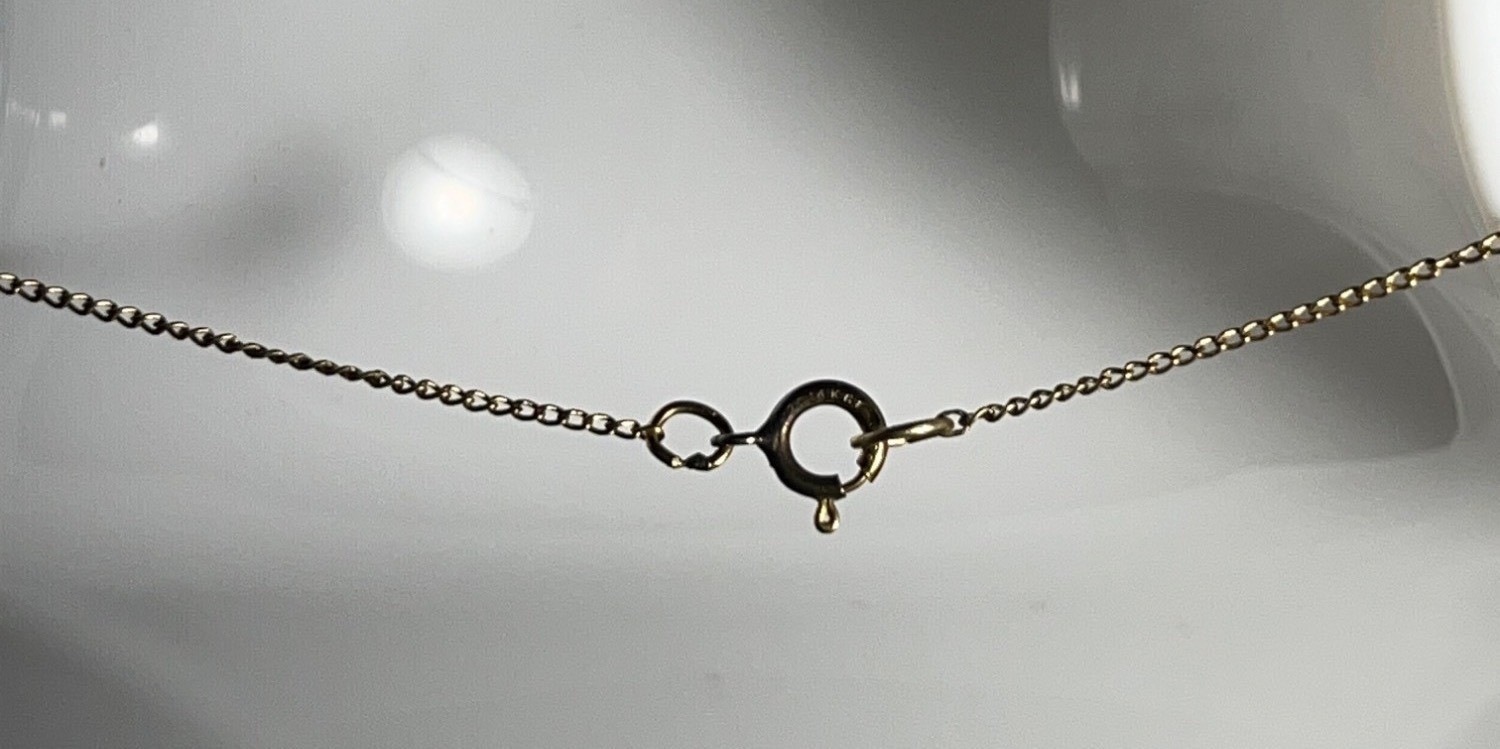 Vintage MS Co 14K Gold Filled Necklace Faux Pearl Minimalist Dainty Chain Signed