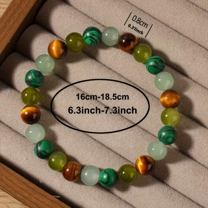 Natural Brown Tiger’s Eye Stone Bracelet Stretchable about 7-8 inch