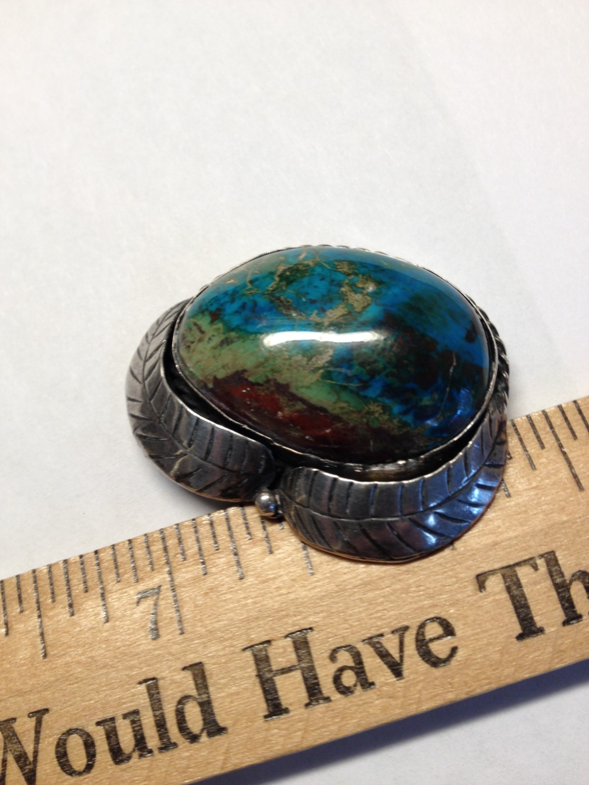 Vintage Turquoise ( Royston ) Blue Green Reddish Brown with silver Leaf